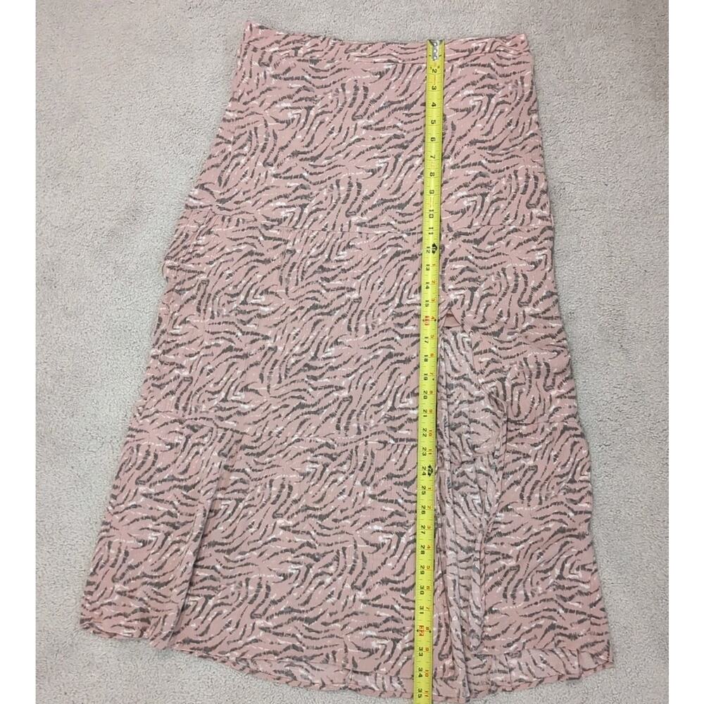Nine West Womens L Tiered Pink Print Maxi Skirt Flowy Boho Festival High Slit - Picture 11 of 14
